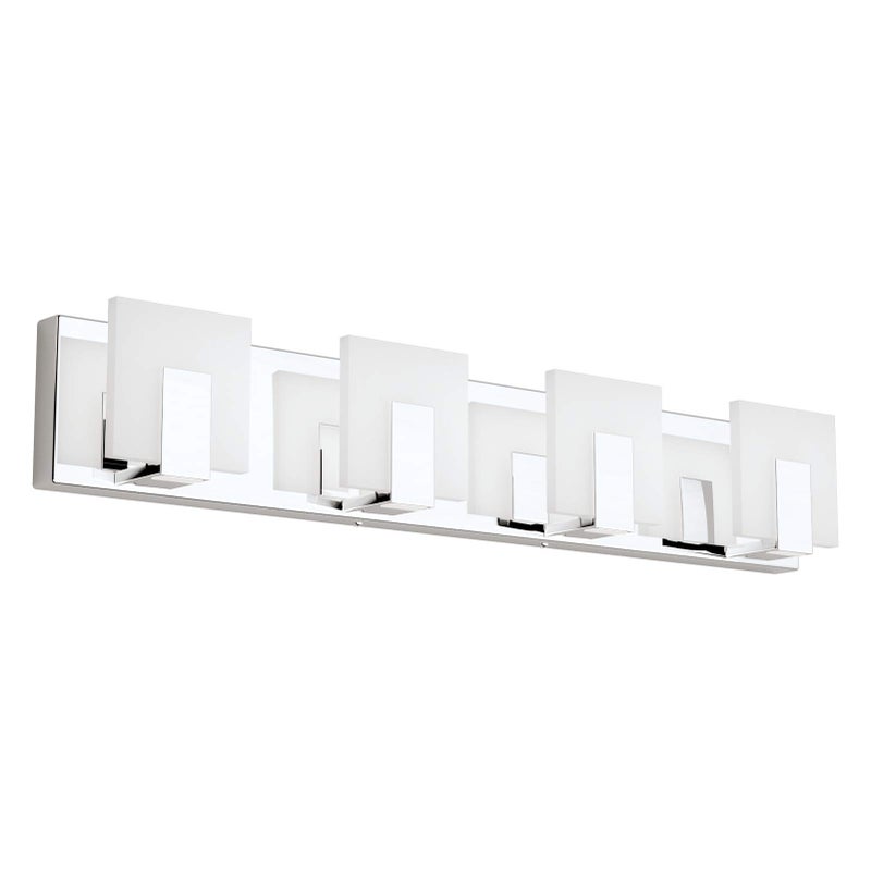 Aipsun 4 Lights Modern LED Vanity Light for Bathroom Frosted White Acrylic Chrome Up and Down Bathroom Wall Light Fixtures Over Mirror(White Light 6000K) - Image 1